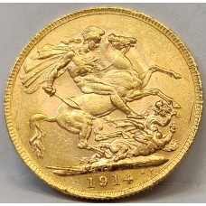 AUSTRALIA 1914 . ONE 1 SOVEREIGN . PERTH . GOLD
